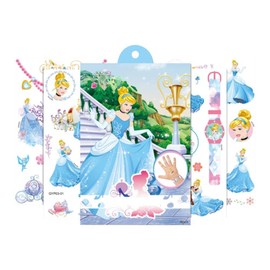 Fashion Yo 4 Sheets Kids Girls Princess Mermaid Temporary Tattoos Sticker Birthday Party Bag Fillers Favors Supplies Gifts Goodies,Fake Waterproof Temporary Tattoo Set (Cinderella)