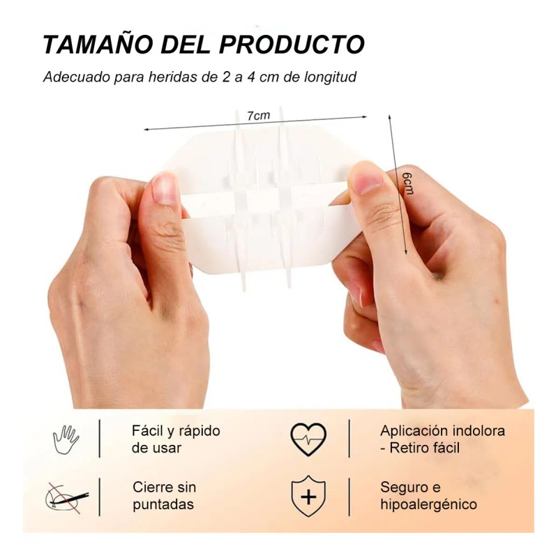 Tiras de Cierre para Heridas Emergencia 4PZ Sutura Sin Agujas