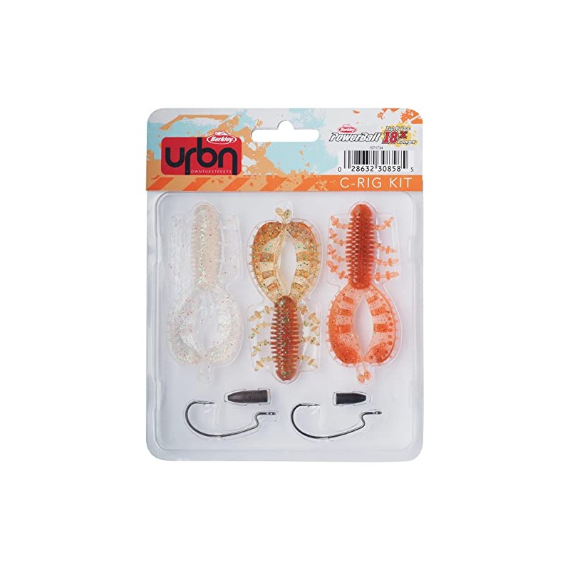 Berkley URBN C-Rig Kit, Pack of 3 Soft Baits Specially