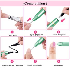 Torno Eléctrico para Uñas,11 en 1 Torno para uñas Profesional ,20,000 RPM Velocidad Ajustable Máquina de Lima Uñas,Taladro para Uñas con kit de brocas y bandas de lijado,Herramienta De Manicura Pulidora Eléctrica Para Acrílicos, Geles, Verde