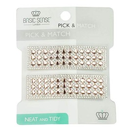 Shiny Diamante Rhinestone Rectangular Shape Snap Hair Clips, Wedding Bridal Accessories for Women, A Set of 2pcs, Rose Gold