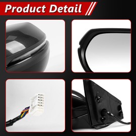 NH-797M Gray Left Driver Side Door Mirror Assembly Replace for 2017-2022 Honda CRV EX, EX-L, with Power Glass Adjustment, Heated Mirror Glass, Turn Signal, Blind Spot, 9 Pins, OE Part: 76251T1WA01ZF