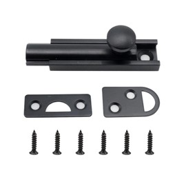 Joyangy 2 Inch Solid Copper Surface Bolt, Copper Slide Bolt Lock, Cabinet Surface Bolt with Screws, Matte Black