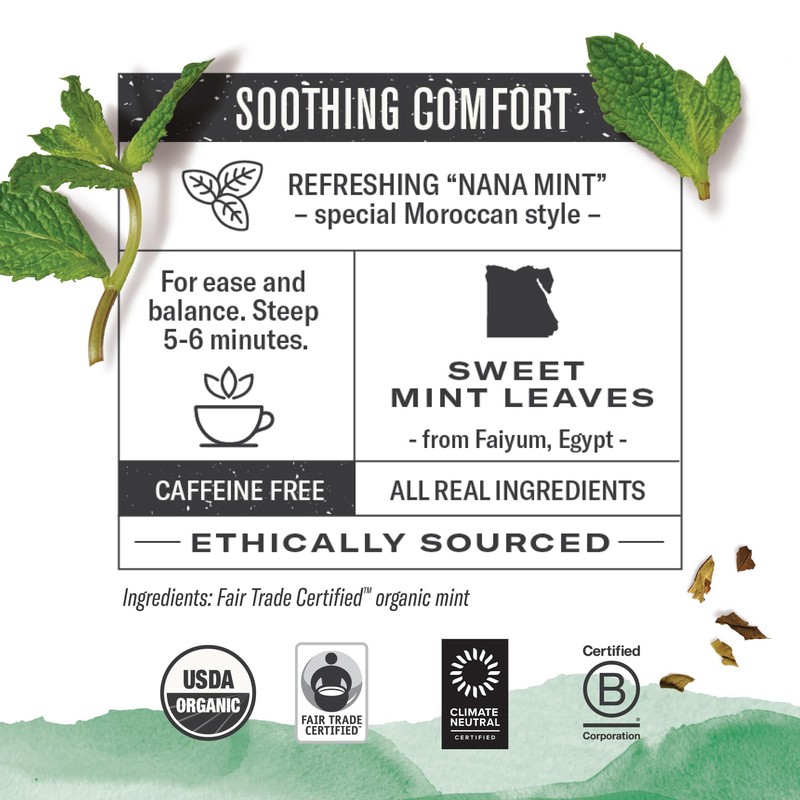 Numi Organic Moroccan Mint Tea, 18 Tea Bags (Pack of