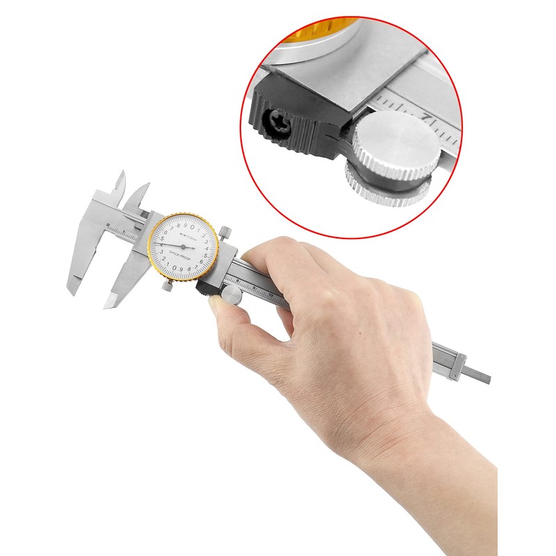 QWORK Dial Calipers, 0-15cm Caliper Measuring Tool, 0.02mm Graduation Interval,