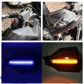 Akozon Motorcycle Handlebar Guards Windshield Windproof Handguards Protector Universal Led Wind Deflector With Turn