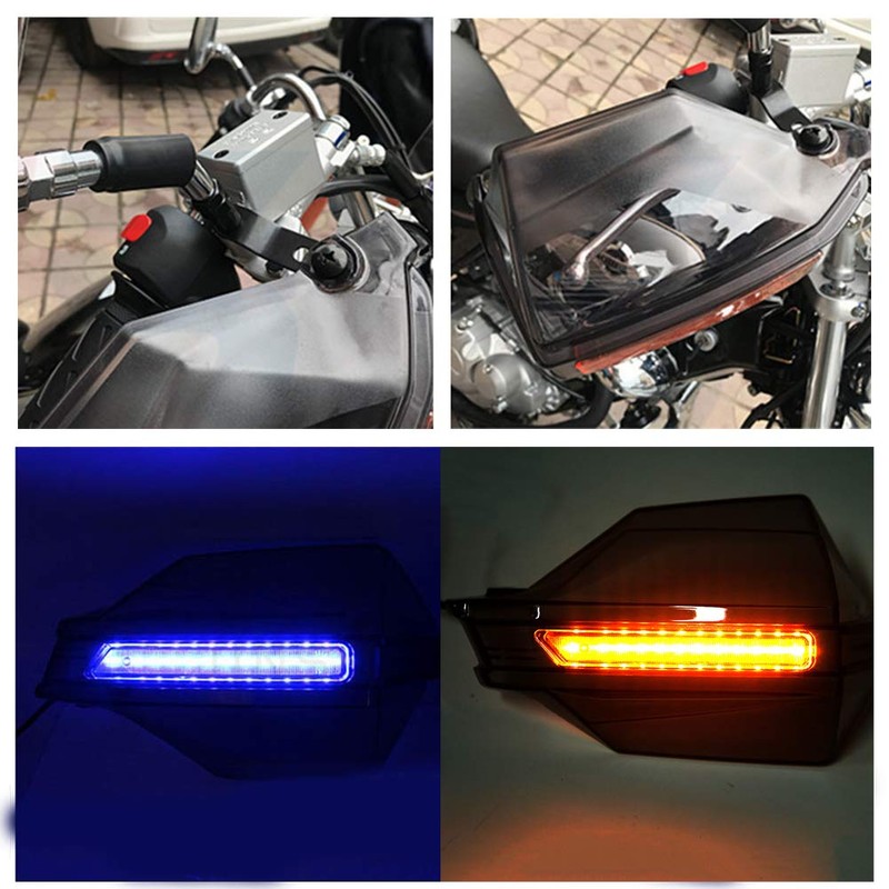 Akozon Motorcycle Handlebar Guards Windshield Windproof Handguards Protector Universal Led