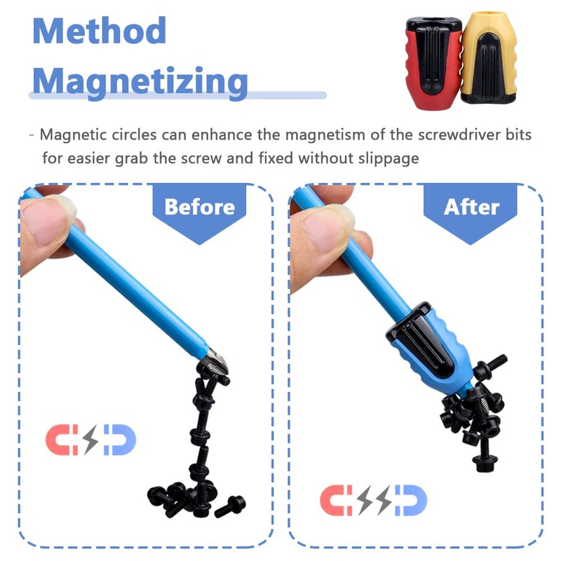 Mesee 3Pcs Removable Screwdriver Bit Magnetizer Ring Plastic Magnetic Screw