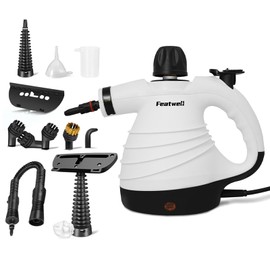 Featwell Handheld Steam Cleaner, Pressurized Portable Multi-Surface Steam Cleaner with 12 pcs Accessories, Multi-Purpose Portable Steamer for Cleaning Dirt, Grease, Tile, Floor, Couch, Car