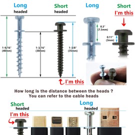 laffeya Picture Hangers, Bear Claw Screw Picture Hook, Double-Headed Bear Claw Screw, Multi Purpose Screw Hook (40, Black Short)