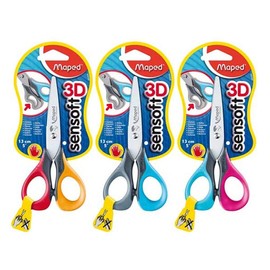 1 x Orange & Red Maped Sensoft 3D 13cm Left Handed Scissors