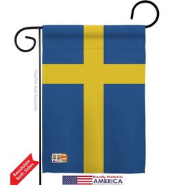 Sweden Garden Flag Set Wood Dowel Regional Nationality Nation International World Country Particular Area Small Decorative Gift Yard House Banner Double-Sided Made In USA 13 X 18.5