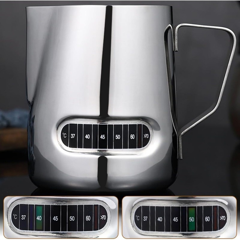 RODISHOMM 600ml Milk Frothing Pitcher with Temperature Control, Stainless Steel