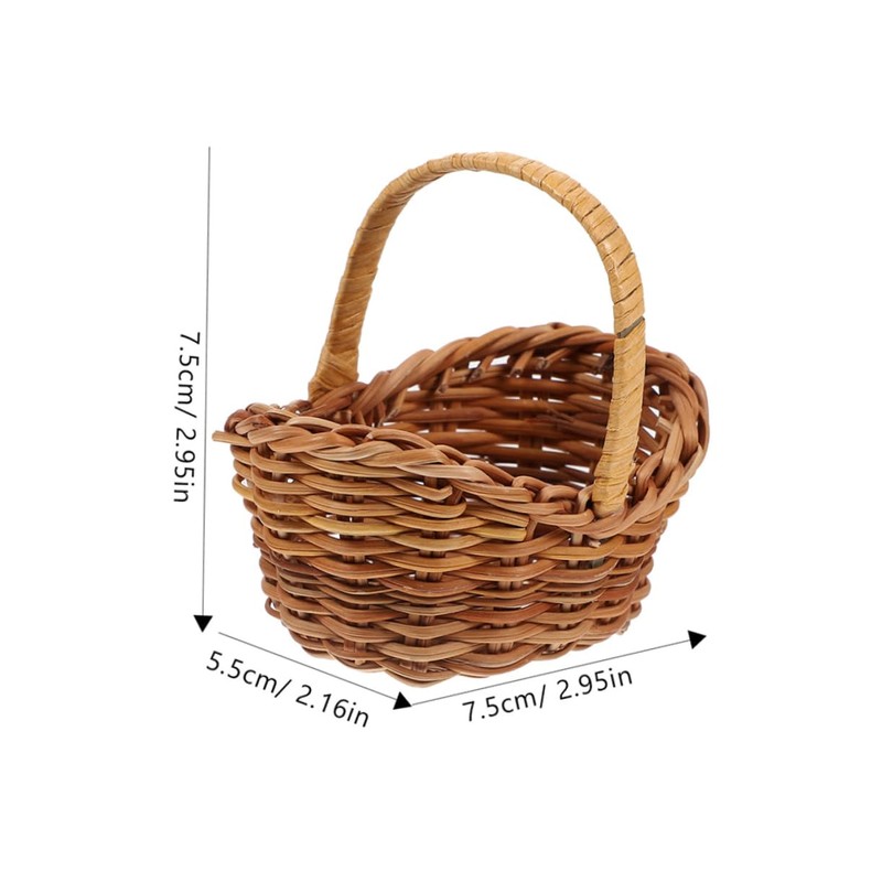BESPORTBLE Mini Rattan Woven Basket Lightweight Picnic Flower Basket for