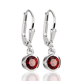 NKlaus pair 5mm flower garnet brisur earrings 925 sterling silver stud earrings 3765