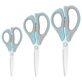 Frepxzlk Scissors, Stainless Steel Blades, Soft Grip Handle, Suitable for Households,Offices and Schools, Green/Grey, 3 pcs/Pack