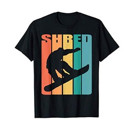 Snowboard Retro 70s Picture Silhouette Regalo Snowboard Maglietta