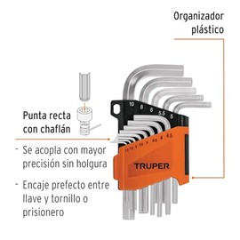 Truper ALL-13M, Juego de 13 llaves Allen milimétricas con organizador