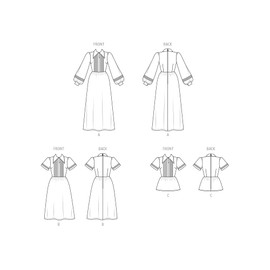 McCall's clásico 1970's Misses' Vestido y patrón de costura superior paquete de Laura Ashley, código de diseño M8569, 6-8-10-12-14, multicolor
