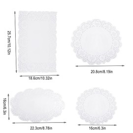 60PCS Lace Paper Doilies Wedding Assorted Paper Doilies White Rectangular Doilies Disposable Oval Doilies Lace Paper Round Doilies Decorative Doilies for Party Cakes Craft Table Plates Saucers