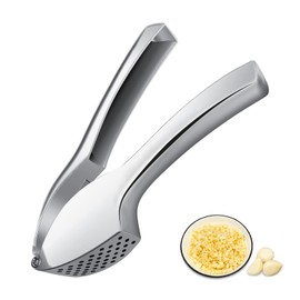 Fousenuk Garlic Press, Garlic Press (No Peeling Required), Comfortable and Easy to Clean Garlic Press, Garlic Press, Simply Pressed Garlic and Ginger, Stylish Zinc Alloy