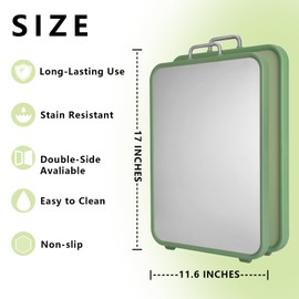 riwome Stainless Steel Cutting Board, Double Sided Cutting Boards for Kitchen, Stainless Steel and Wheat Straw PP Large Chopping Board.Dishwasher safe. (GREEN)