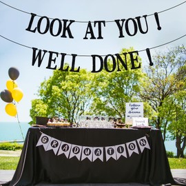 You Did It Banner, Congrats Grad/So Proud of You Hanging Sign, Class of 2025 Senior High School College Graduation Party Decorations