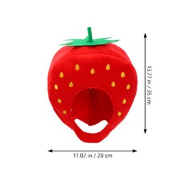 NUOBESTY Strawberry Costume Cap Plush Strawberry Hat, Plush Fruits Headgear Strawberry Hood Party Cosplay Costume Photo Prop Cartoon Selfie Hat for Dress Up Party Costume Decor Party Photo Prop