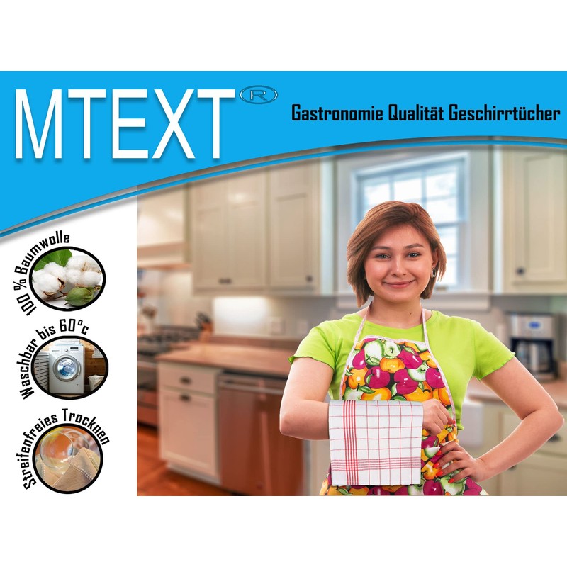 MTEXT Geschirrtücher Küchenhandtuch aus 100% Baumwolle 10 Stück Pack, 50x70
