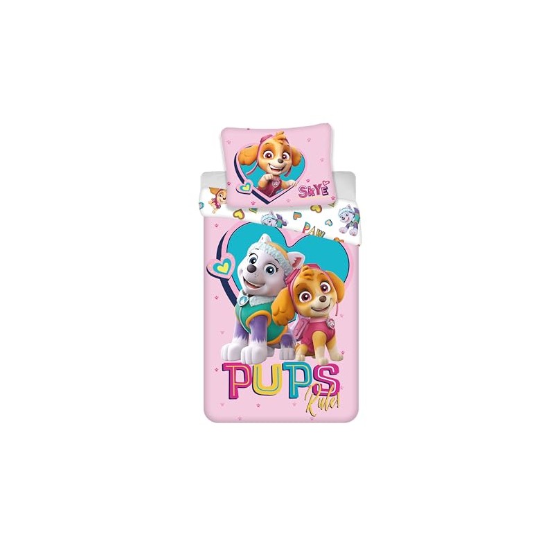 Brandmac Paw Patrol Stella and Everest Bedding Set, 100% Cotton,