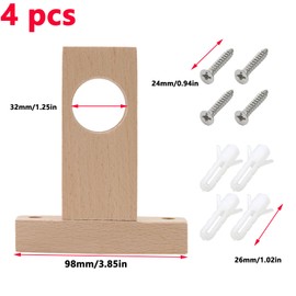 Antrader Curtain Rod Holders,4Pcs Wood Curtain Rod Holder Unfinished Wooden Curtain Rod Holder Brackets,Inner Hole Diameter 32mm/1.25"