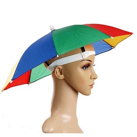 26" Diameter Fishing Headwear Umbrella Hat Rainbow Colors