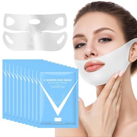 5Pcs Mascarilla V Line, Mascarilla para el cuello Cuidado de la cara Contorno Lifting Up Mscara reafirmante hidratante facial en forma de V para Chin 