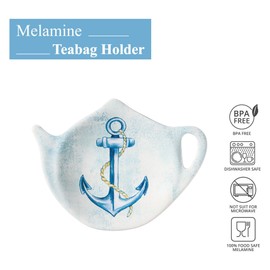 Supreme Housewares Tea Bag Holder Set of 4, Teapot Shaped Tea Bag Coasters Spoon Rests Saucer Seasoning Dish Set Teabag Holder (Sail Away)