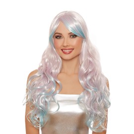Long Wave Wig Pearl Lilac x Light Blue