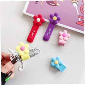 jojofuny 4pcs Flower Cable Organizer Wire Holder for Earphones and Cables Decorative and Practical Cord Winder for Use