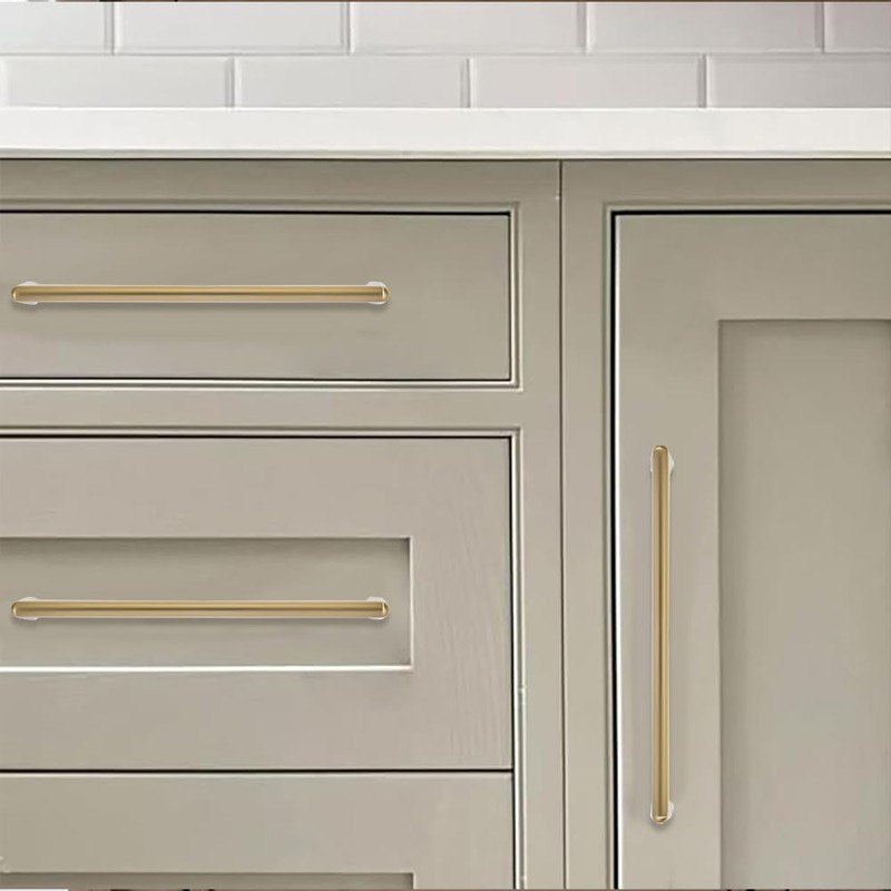 khtumeware 10 Pack Brushed Brass Cabinet Pulls 5 Inch(128mm) Hole