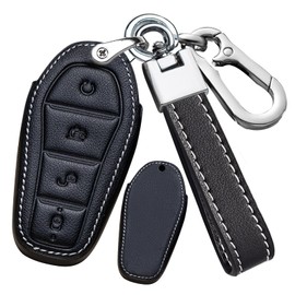 ontto Leather Car Key fob Cover fit for BYD Atto 3 Dolphin Seal U-DM-i Sealion 7 Sealion 6 Shark 6 Key case Holder Shell Key Chain Keyring Protector car Styling Accessories Black 1