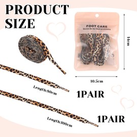 BelleVive 2 Pairs of Leopard Shoelaces, Colourful Animal Print Laces, Leopard Patterned Fashion Shoelaces, Colourful Sneaker Lace Accessories, 80 + 100 cm