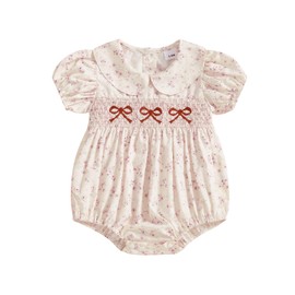 Summer Outfit Infant Baby Girl Clothes Floral Short Sleeve Romper Bodysuit Jumpsuit Tops (Pink, 3-6 Months)