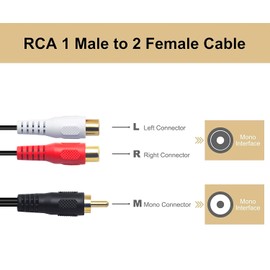 VCELINK RCA Y Splitter (8 Inch), 1 Male to 2 Female Stereo Audio Cable, Gold Plated Dual RCA Female Adapter for Subwoofer, Car Radio, Amplifier, TV, Digital Audio, 2 Pack