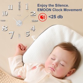 AILILIFE 20-28 Inch DIY Wall Clock 3D Frameless Silent Non-Ticking, Modern Battery Operated Wall Clocks for Living Room, Bedroom, Office, and Home Decoration (Silver)