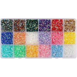 18000 Pieces Rhinestones for Nails 18 Colours 2 mm Rhinestones Set Hotfix Rhinestones Flat Back Resin Crystal AB Jelly Rhinestones Colourful Glitter Stones Nails for DIY Nails Crafts