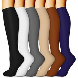 CHARMKING 6 Pairs-Compression Socks for Women & Men Circulation Best Support for Nurses, Running, Athletic,Flight Travel (Multi 01,S/M)