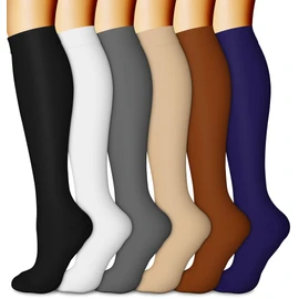 CHARMKING 6 Pairs-Compression Socks for Women & Men Circulation Best Support for Nurses, Running, Athletic,Flight Travel (Multi 01,S/M)