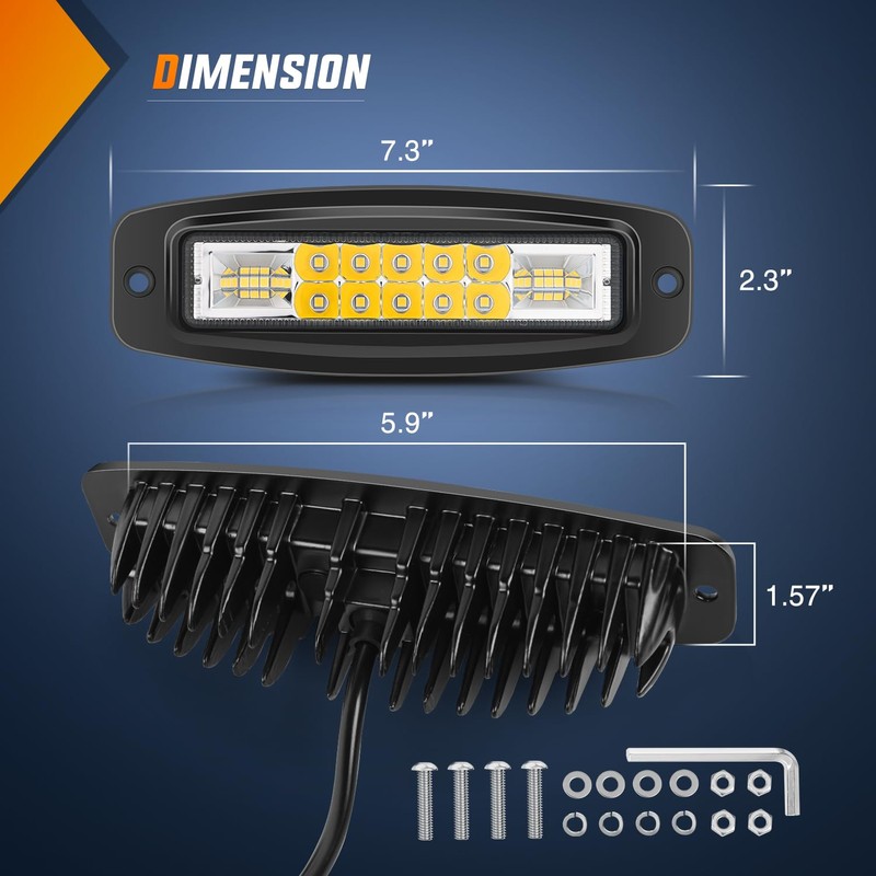Nilight Flush Mount LED Pods 2PCS 6 Inch 60W LED