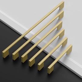 Amerdeco 10 Pack Brushed Gold Cabinet Pulls 7.5 Inch(192MM) Hole Centers Kitchen Cabinet Hardware Cupboard Handles Drawer Pulls AM008