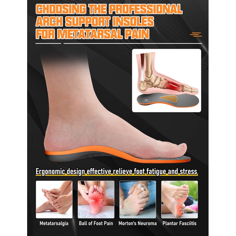 Metatarsalgia Insoles with Metatarsal Pad for Men Women, Foot Pain