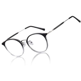 DUCO W013 Blue Light Cut Glasses, Computer Glasses, No Degree PC Glasses, Blue Light Glasses, Blue Light Cut Glasses, Ultra Lightweight, black/grey