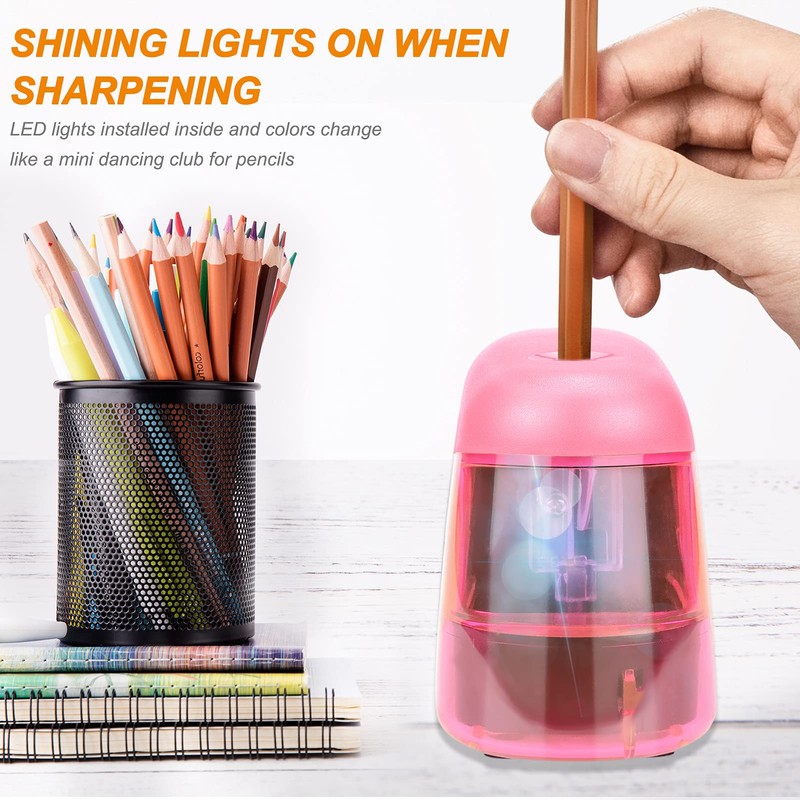 Eagle Electric Pencil Sharpener, Battery Powered Sharpener, LED Light Shinning